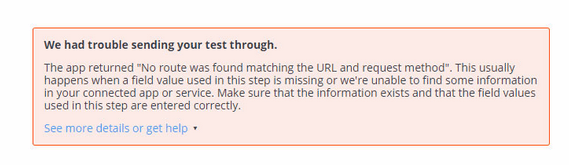 Zapier error sending test