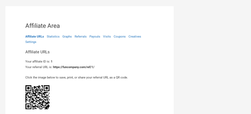 Affiliates download the affiliate QR code