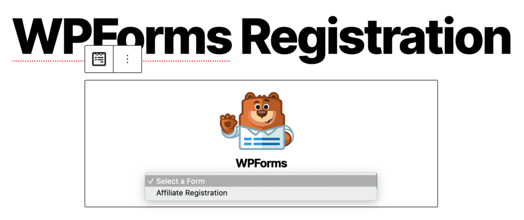 WPForms select registration form