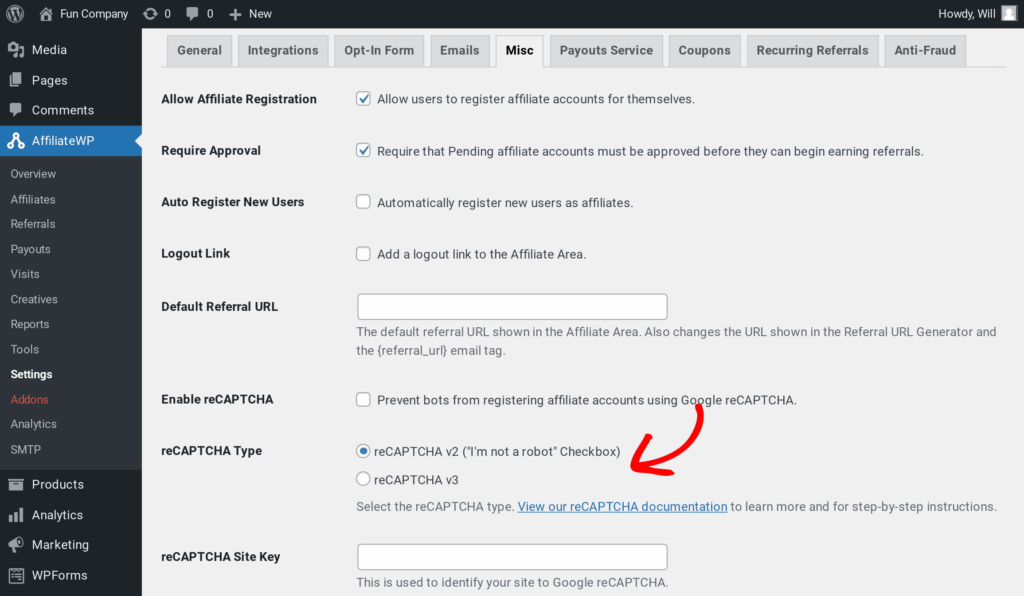 Enable reCAPTCHA v3