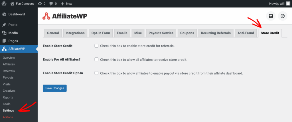 Pay affiliates in store credit