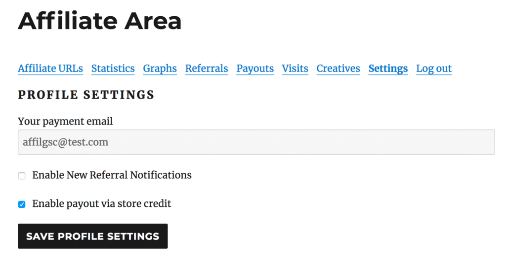 Store credit settings