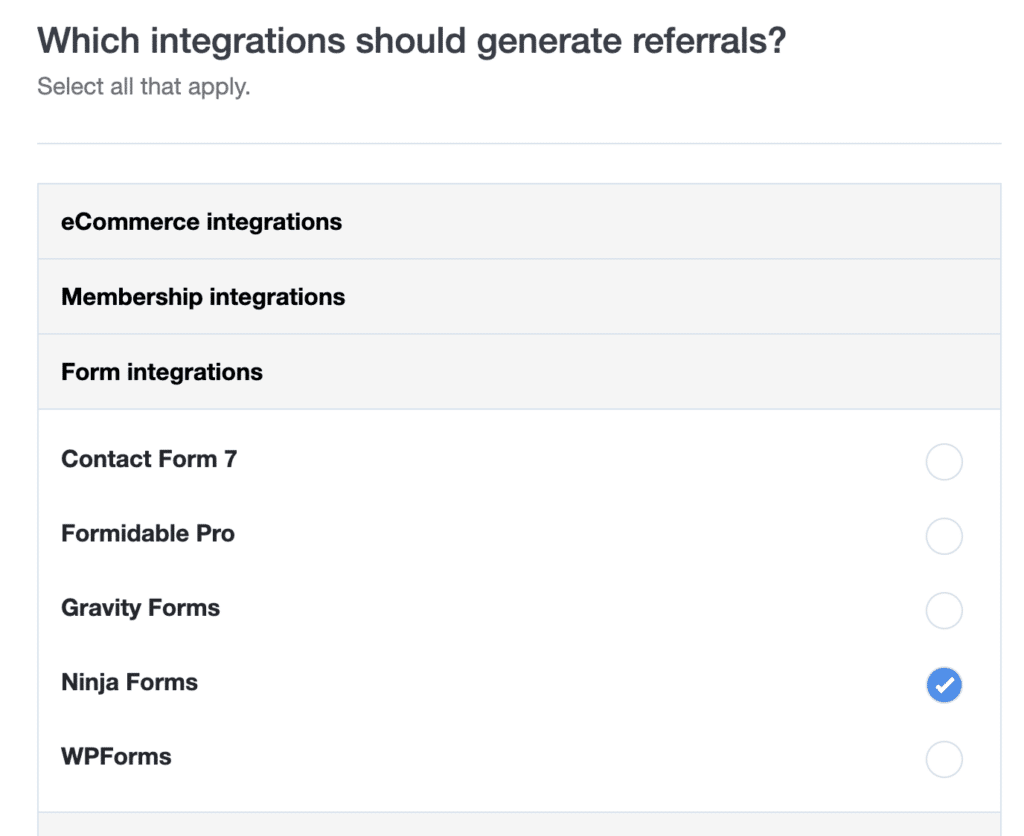 Set up referral tracking for Ninja Forms