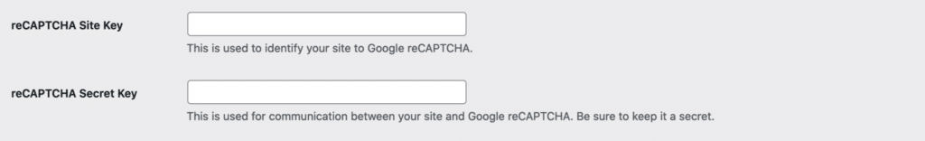 Copy the Site Key and Secret Key reCAPTCHA v2