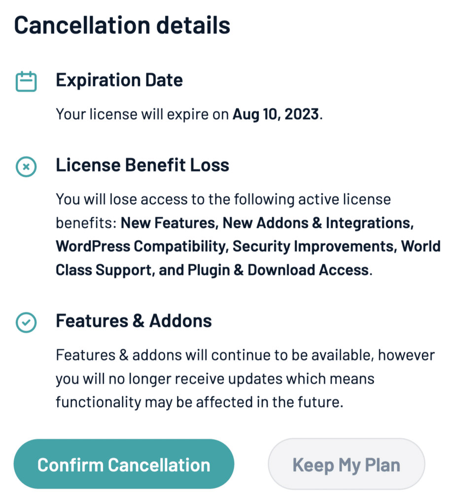 Confirming your AffiliateWP cancellation