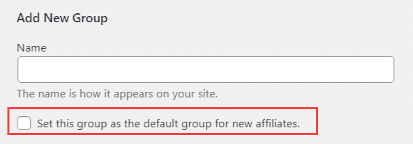 Set this group as the default group for new affiliates