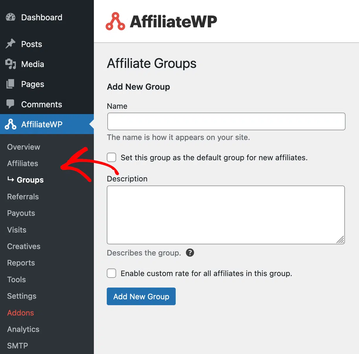 Create Affiliate Groups