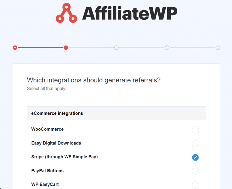 AffiliateWP setup wizard