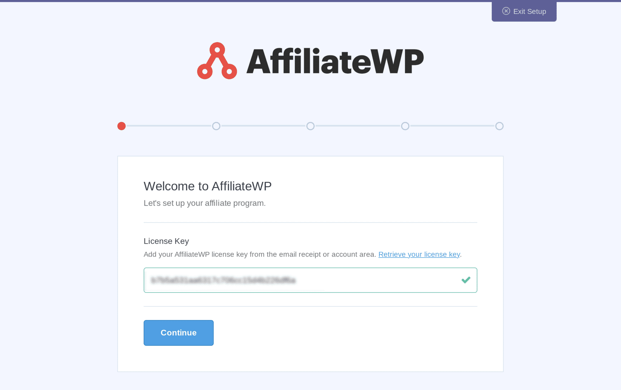 AffiliateWP setup wizard