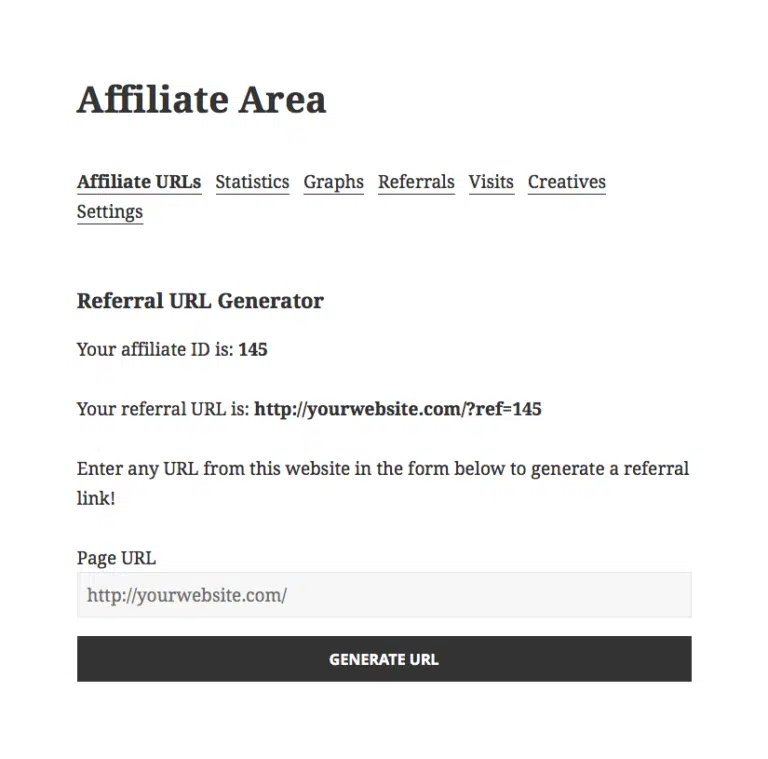 Affiliate Area