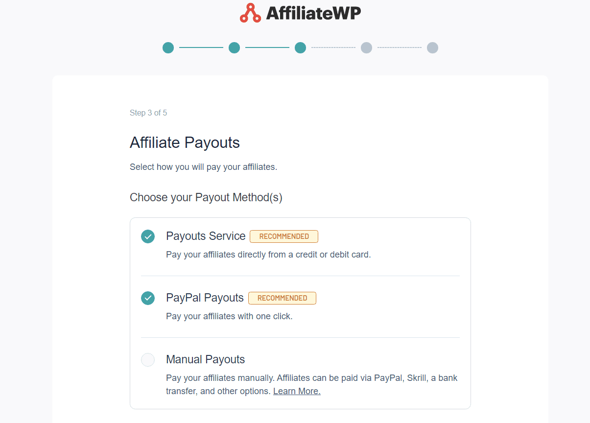 affiliatewp setup wizard