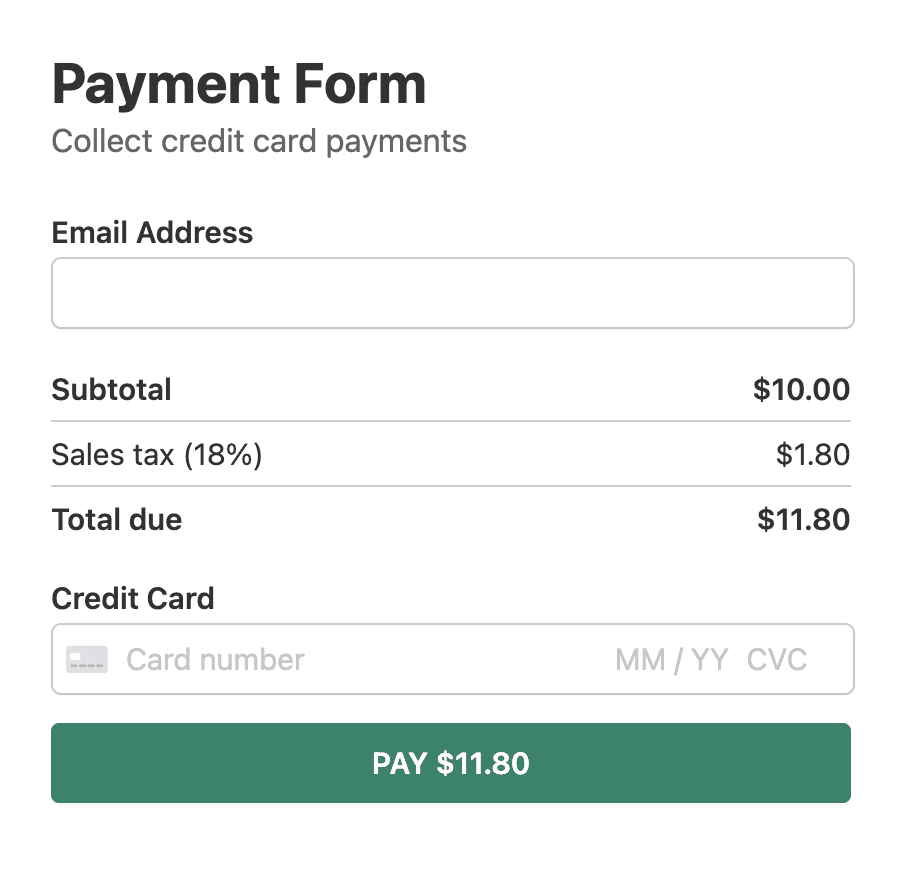 stripe payment form