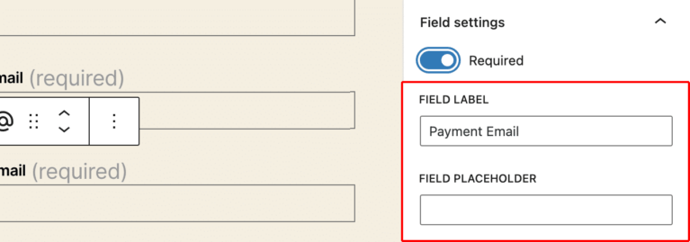 Change field labels or placeholder in settings