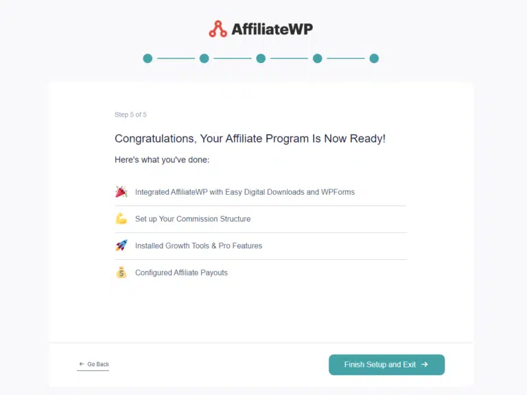 affiliatewp setup wizard successful