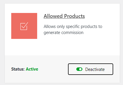 affiliatewp Allowed Products add-on