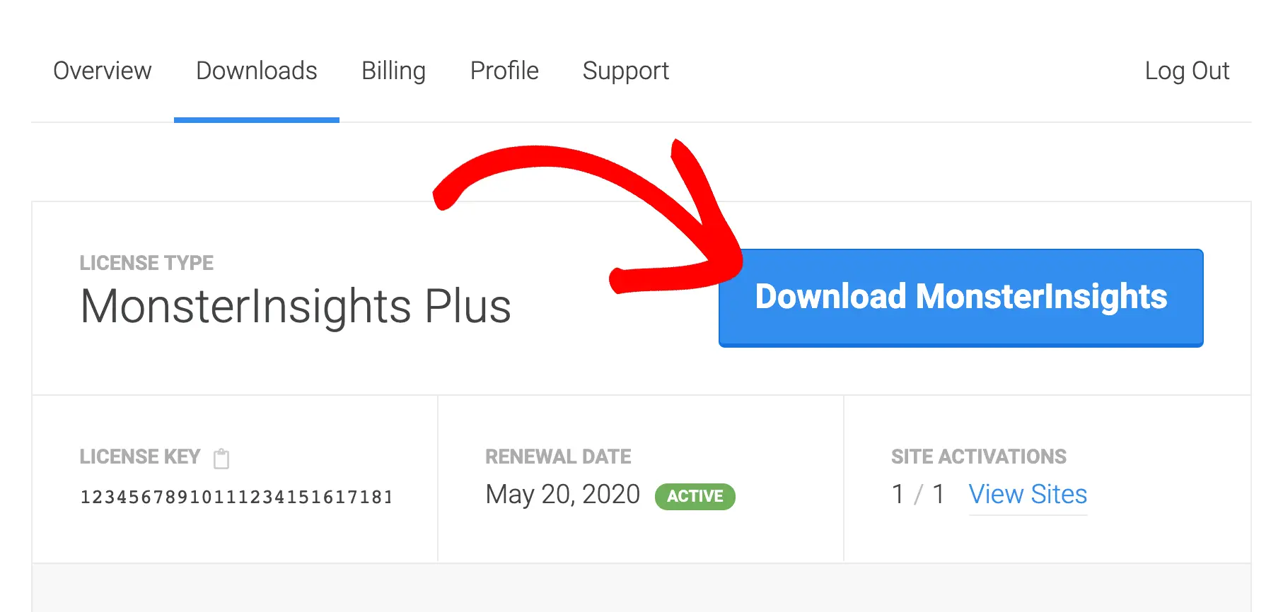 log into your MonsterInsights account page and download the plugin