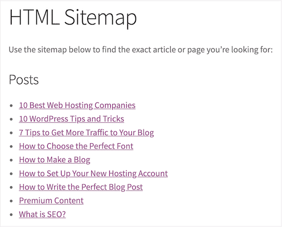 HTML Sitemap