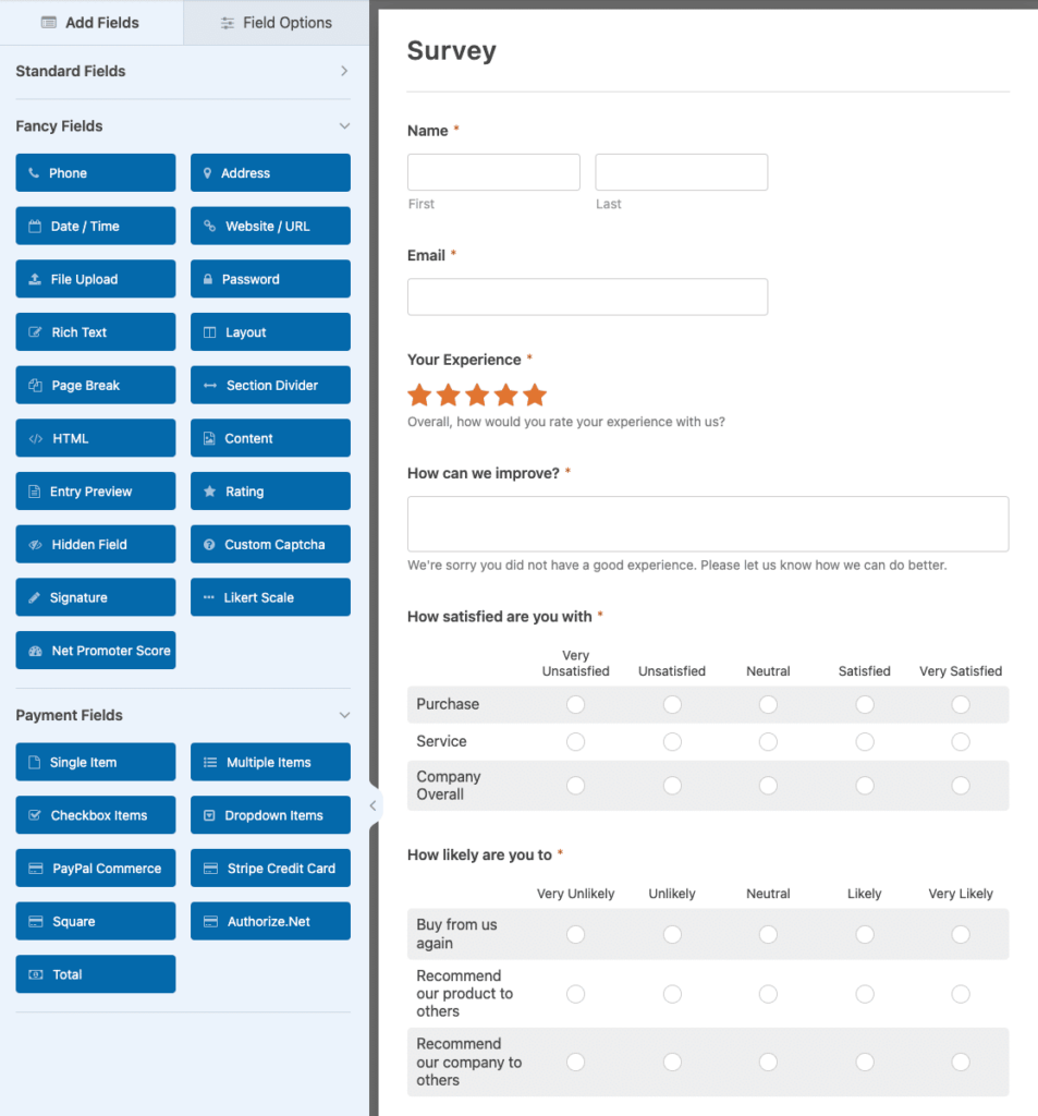 WPForms survey