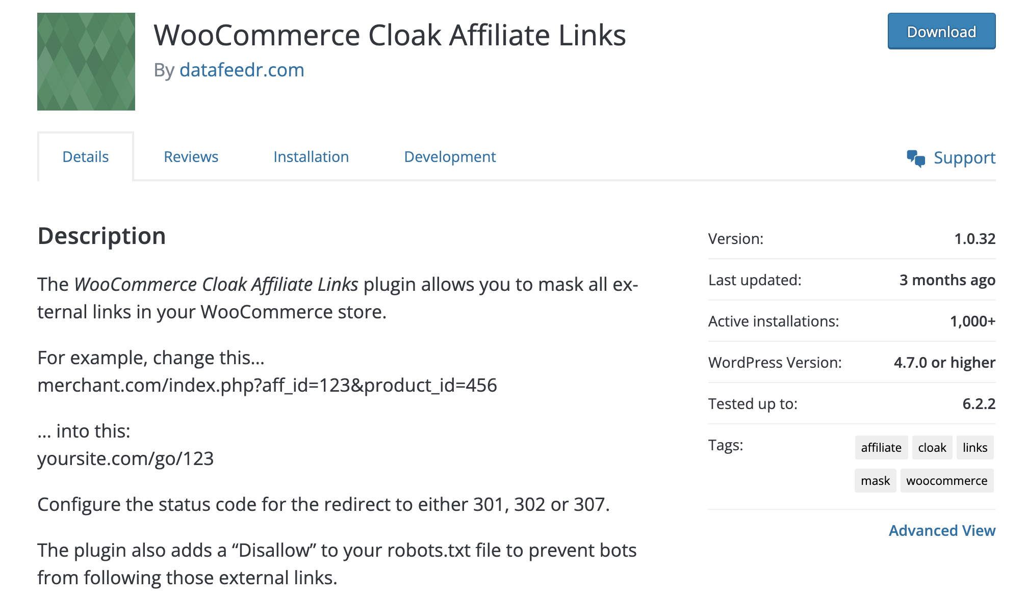 WooCommerce Cloak Affiliate Links