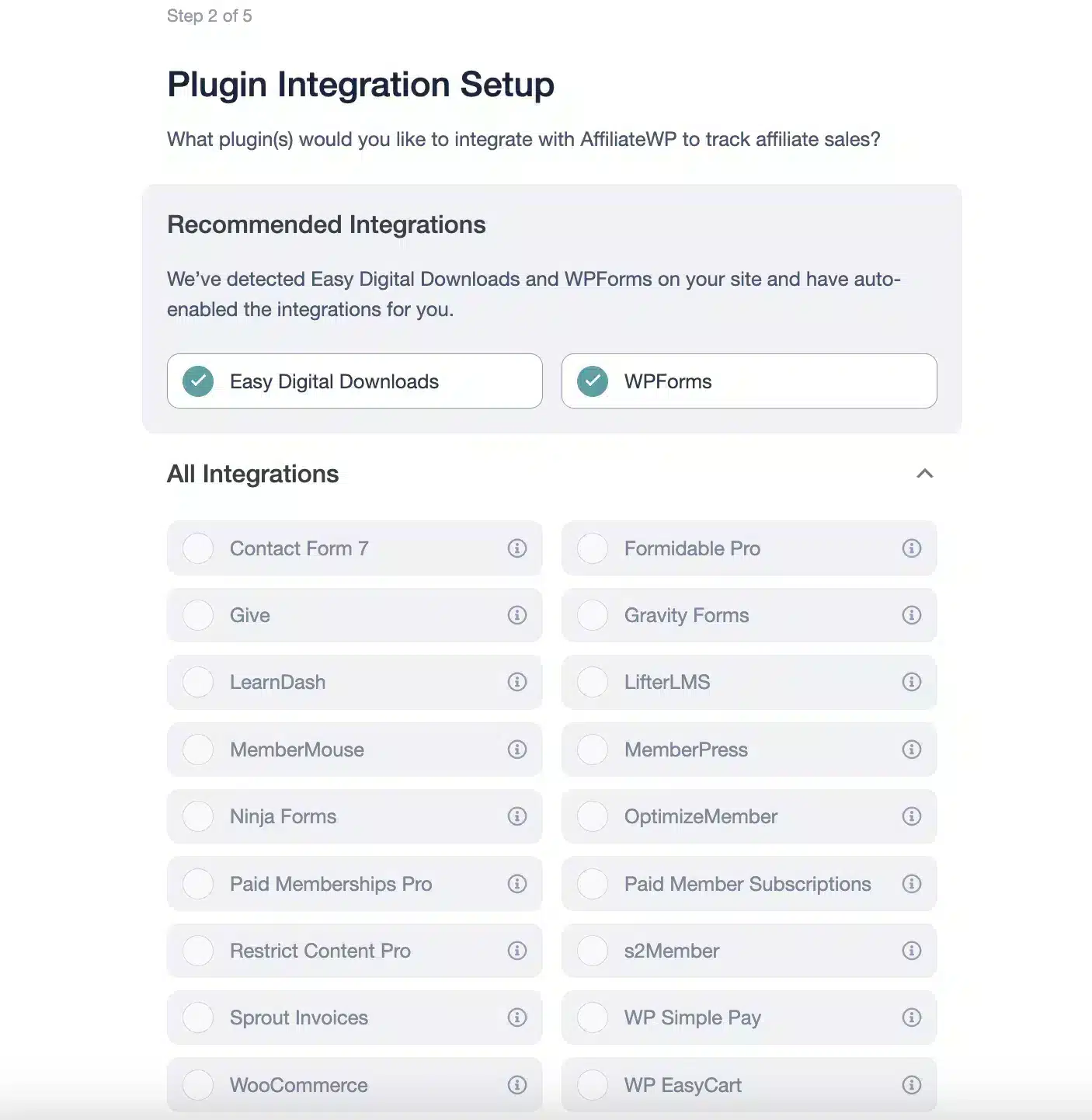 Plugin integration setup