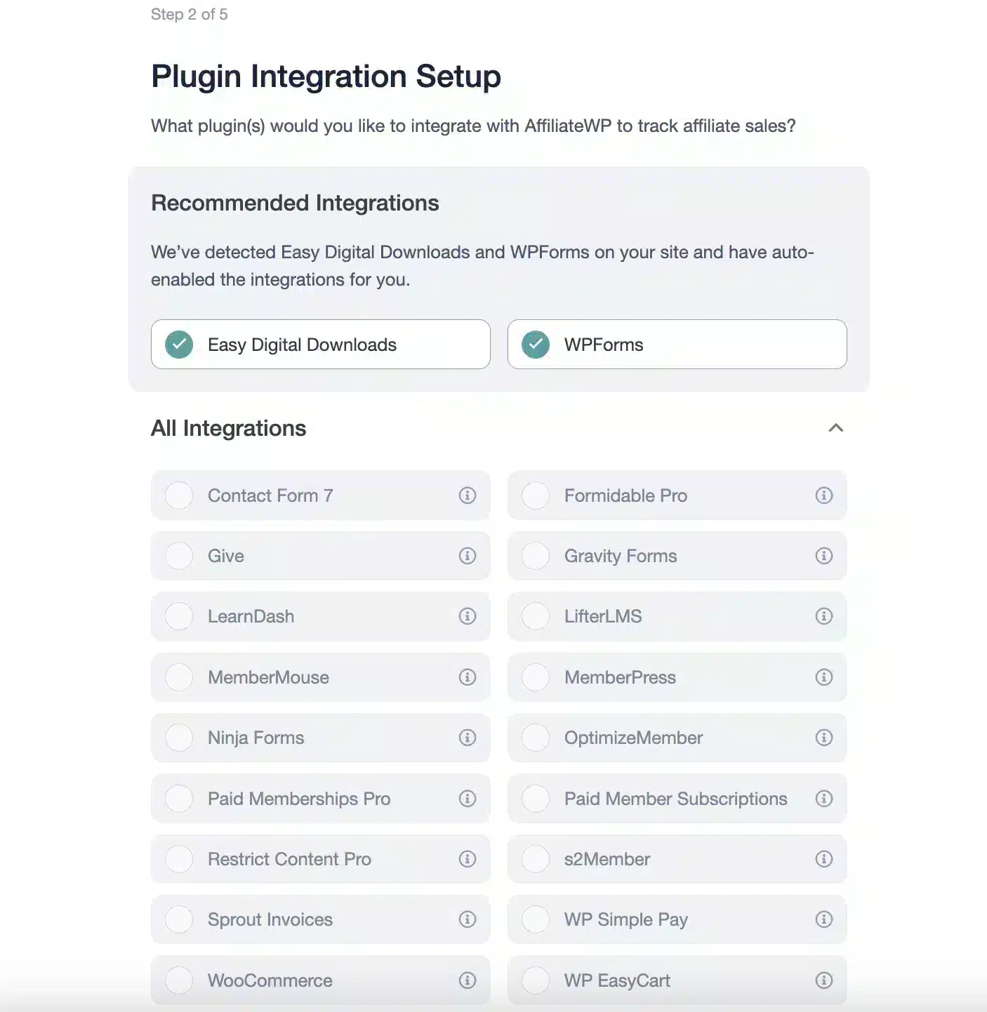 Plugin integration setup