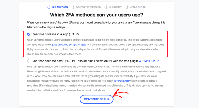 Choose an authentication method