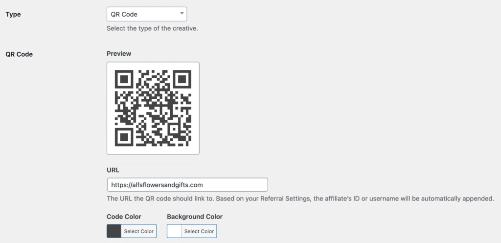 QR Code creative settings