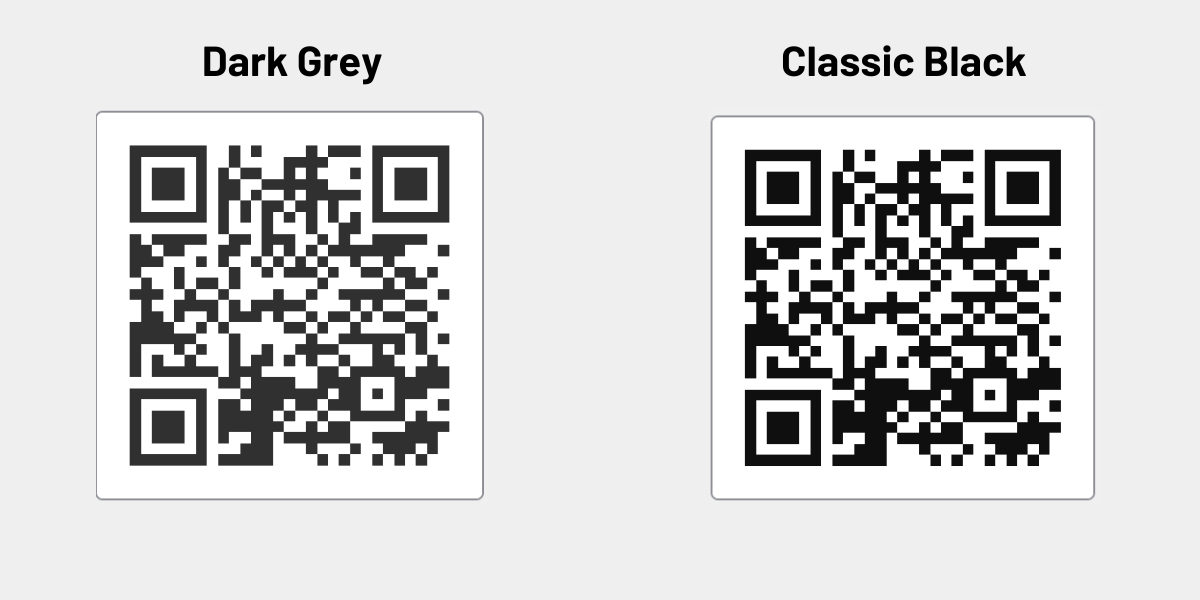 Dark grey vs Classic black QR code
