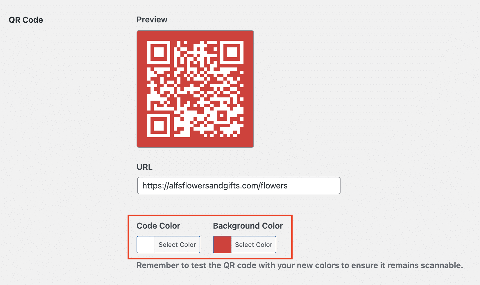 Changing the colour of a QR Code