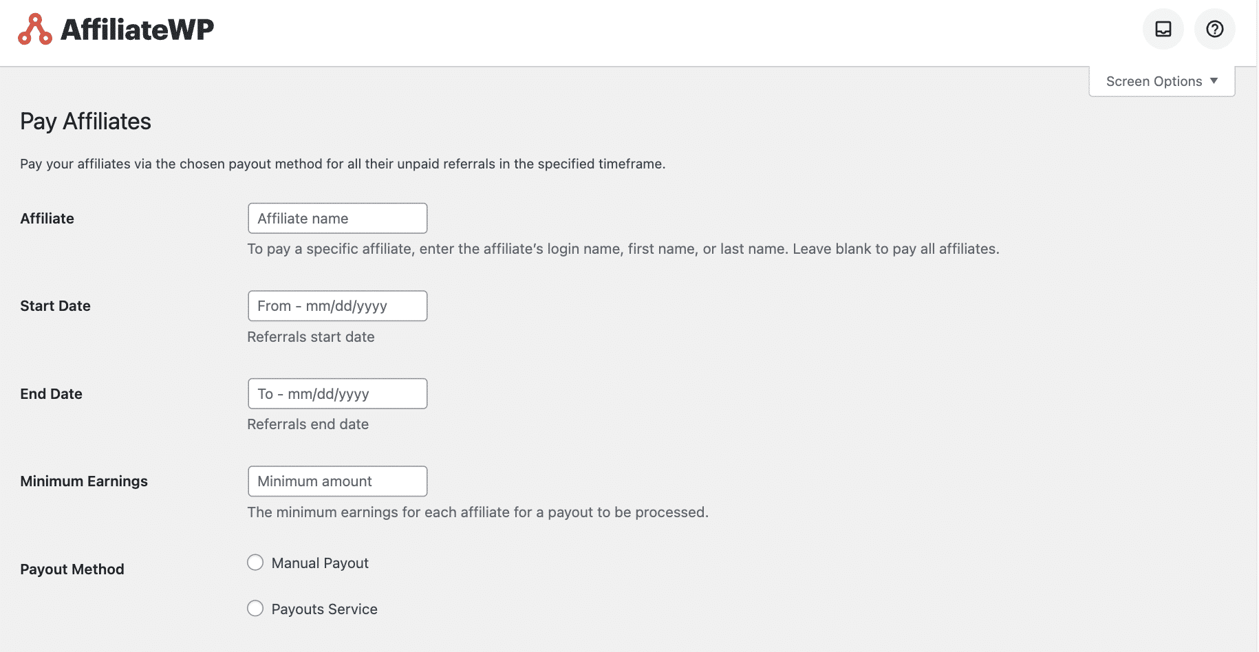 Payouts for affiliates