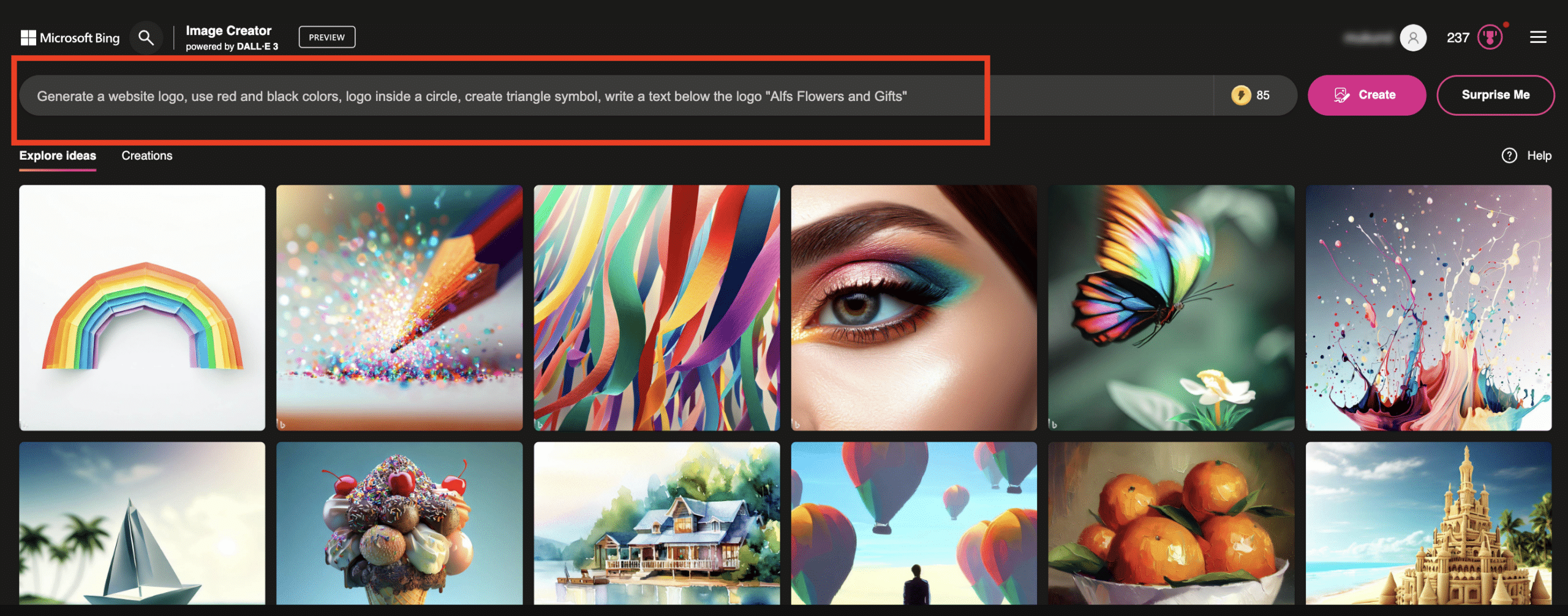 Write prompt for your affiliate website logo in Bing Image Creator powered by DALL-E 3