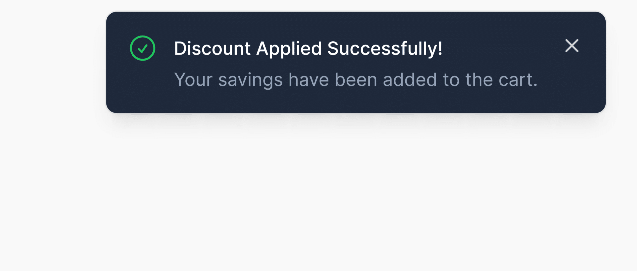 The dark theme for the discount notification