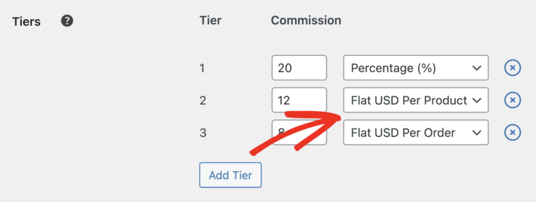 Multi-tier commissions flat commission amounts