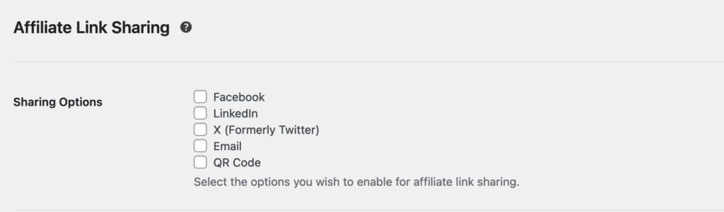 Affiliate Link Sharing options