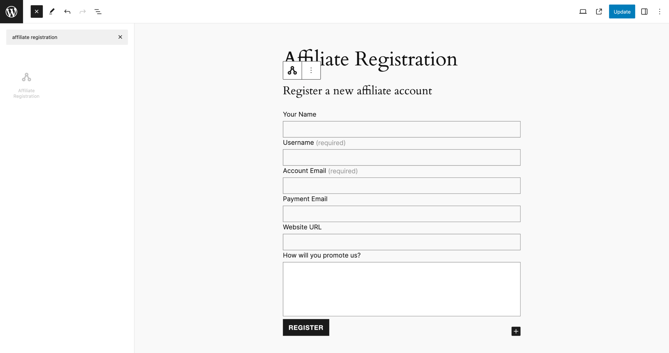 Affiliate Registration Form