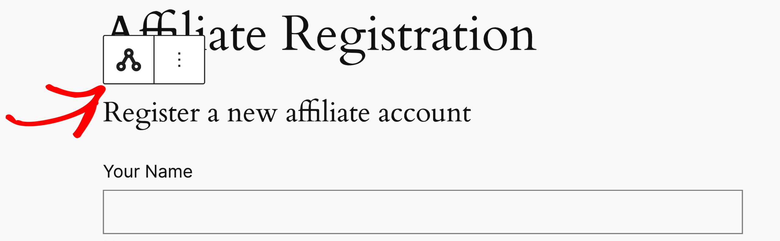AffiliateWP registration block