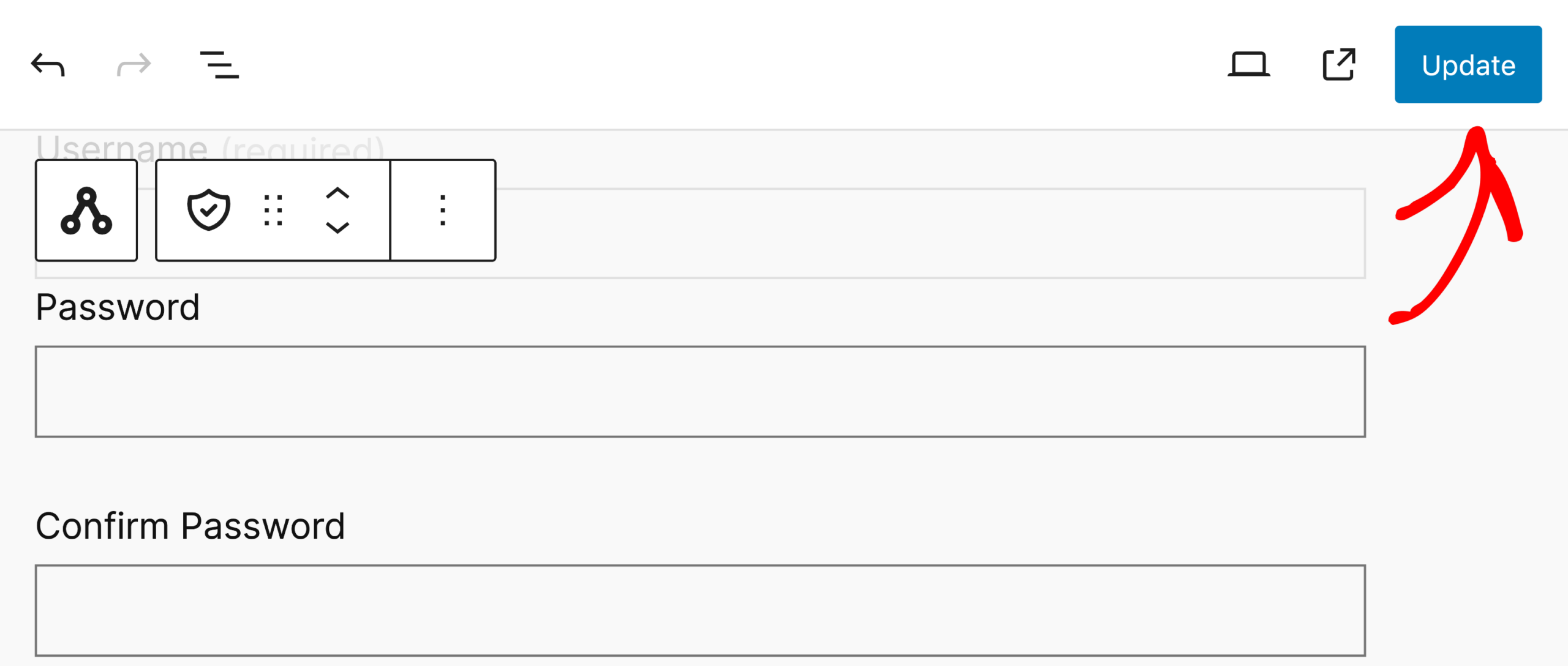 Password field in affiliate registration form