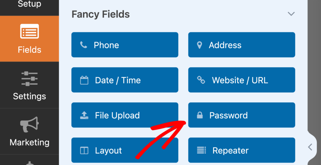 Password field registration form