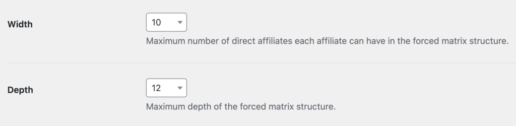 Width and depth in forced matrix compensation plan