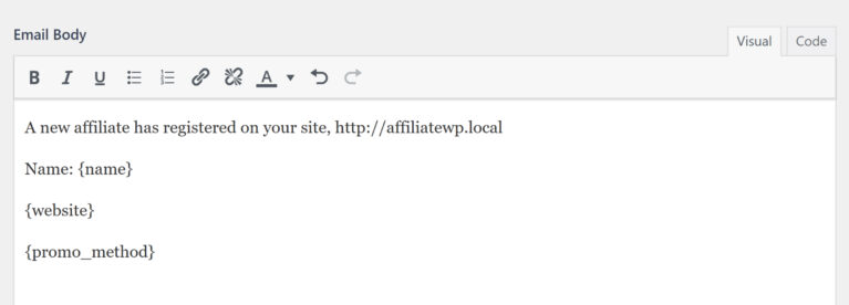Add Email Content for Email Registration