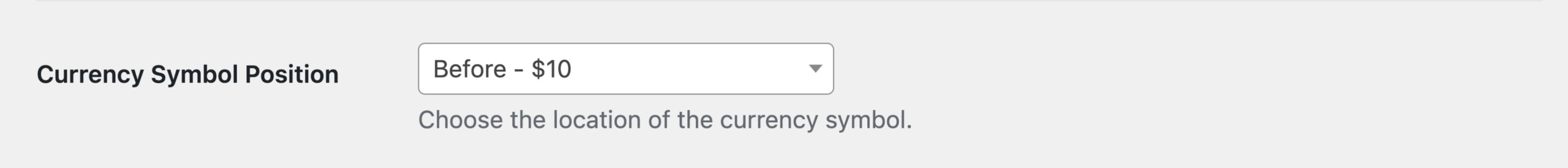 Currency Symbol Position