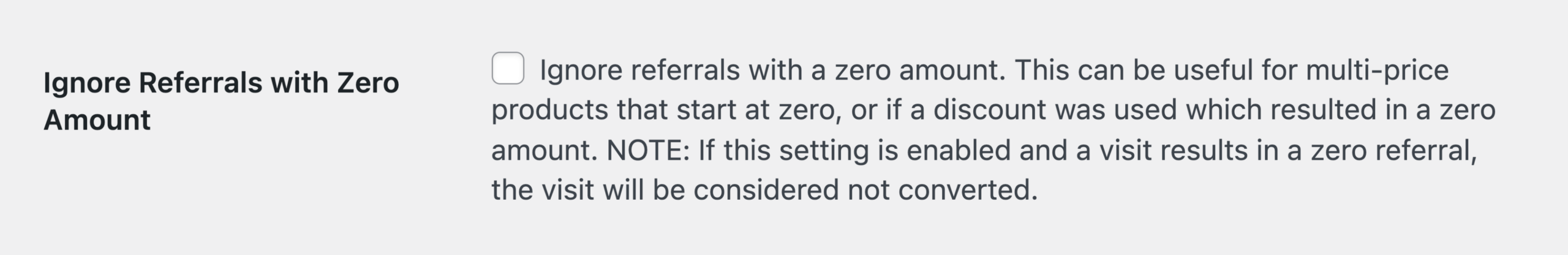 Ignore Referrals with Zero Amounts