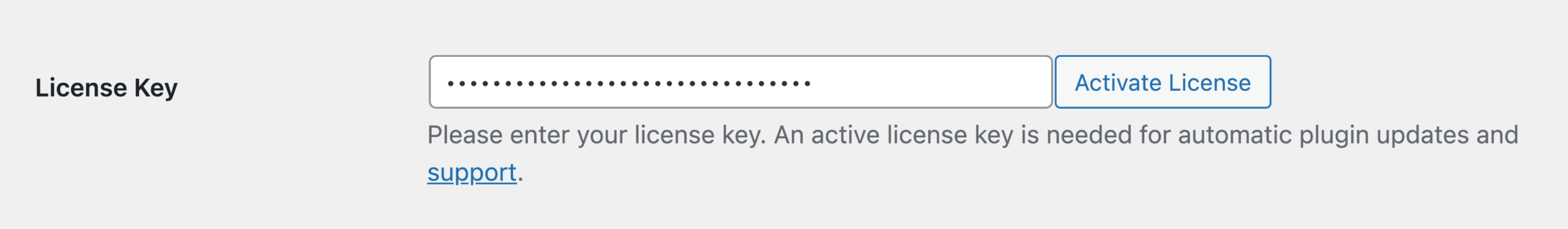 AffiliateWP license key field