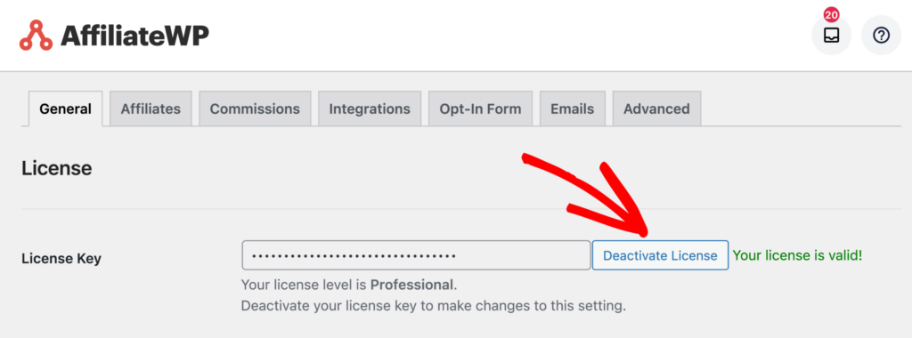Deactivate AffiliateWP license