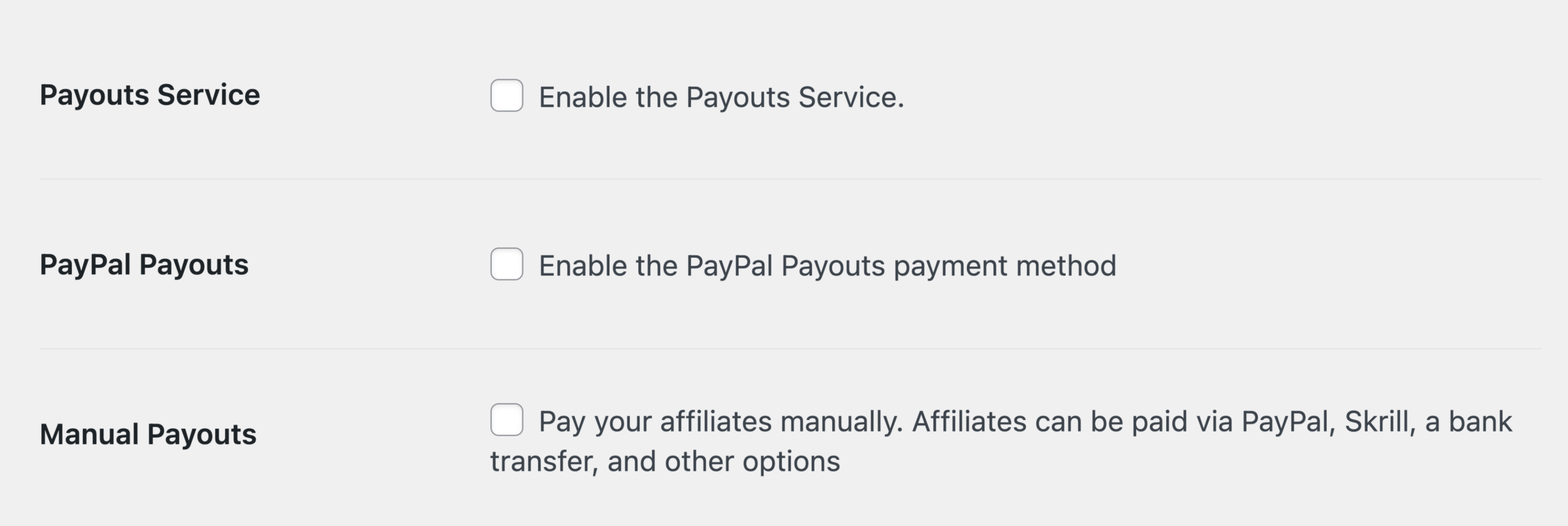 Payout Methods