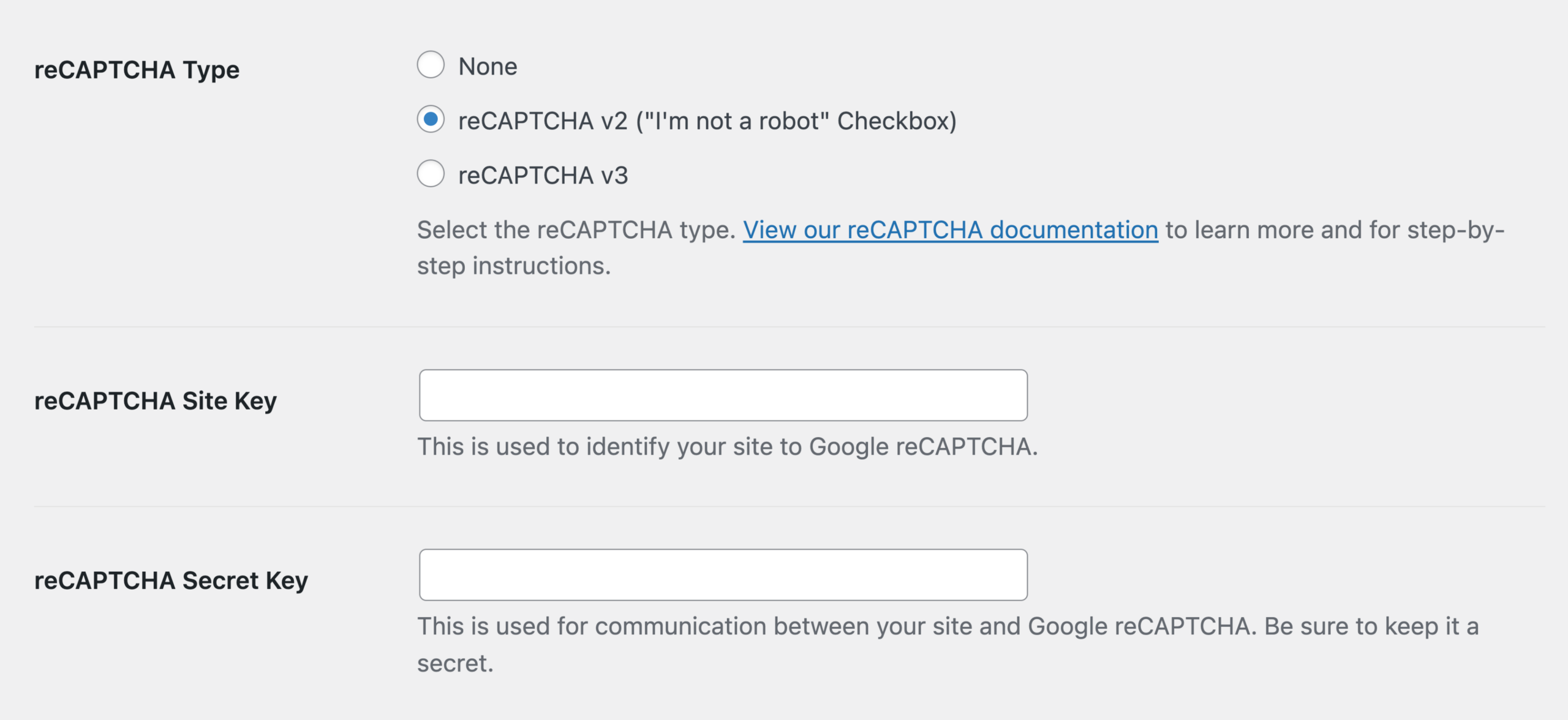 reCAPTCHA type