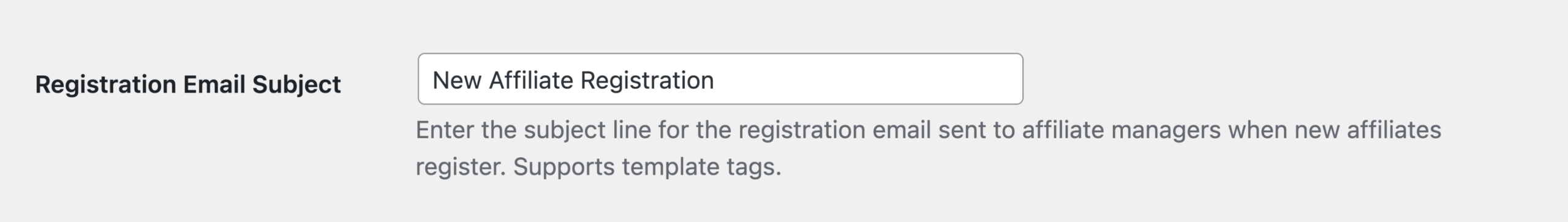 Registration Email subject