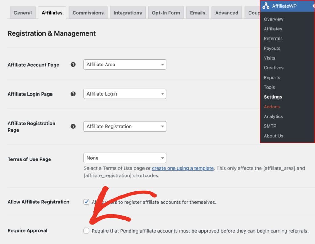 The Require Approval setting