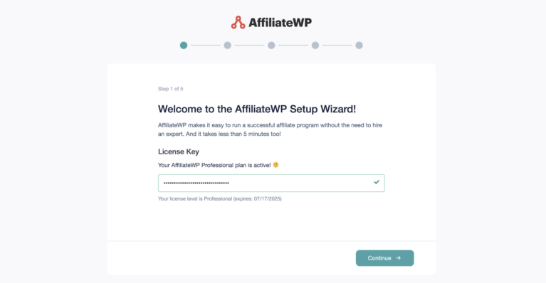 Enter your AffiliateWP license key