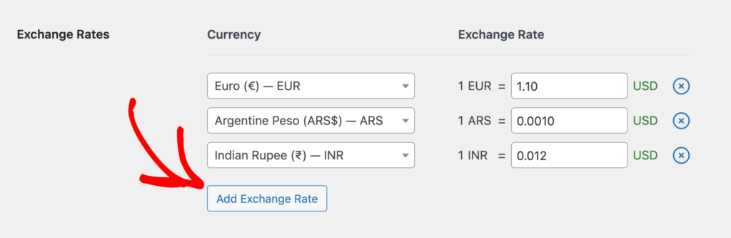 Add exchange rates manually